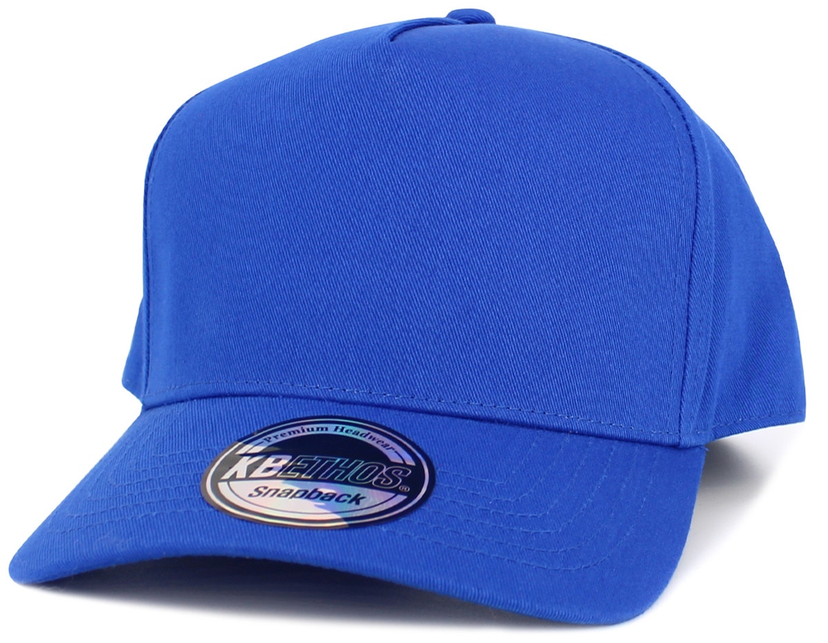Royal Blue Baseball 5 Panel Cap Front Side View